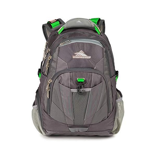 High Sierra XBT-TSA Laptop Backpack, Charcoal/Silver/Kelly, One Size 並行輸入品