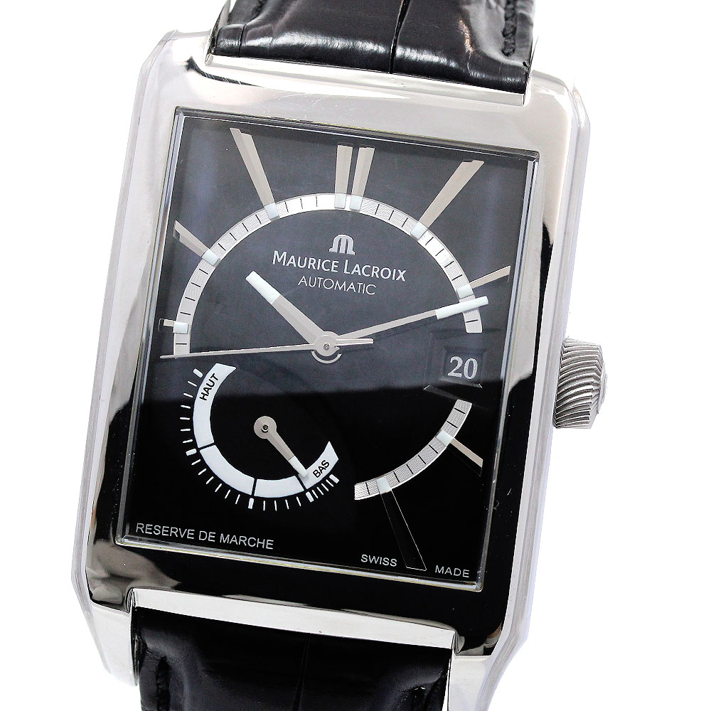 モーリスラクロア MAURICE LACROIX PT6217-SS001-330 ポントス レクタンギュラー リザーブ ド マルシェ XL 自動巻き 美品 保証書付_862949【中古】