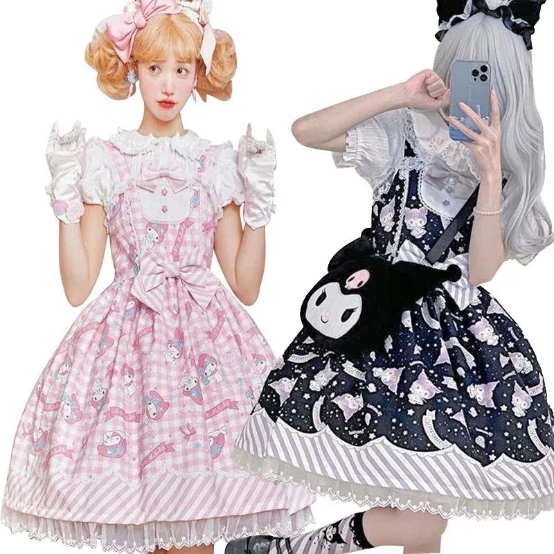 Lolita ロリータ 可愛いクロミ マイメロディ シナモロール 柄ジャンパースカート ワンピース コスプレ 量産型 病みかわ 衣装 森ガール 可愛い ゆめかわいい30%までに制限 4,760円