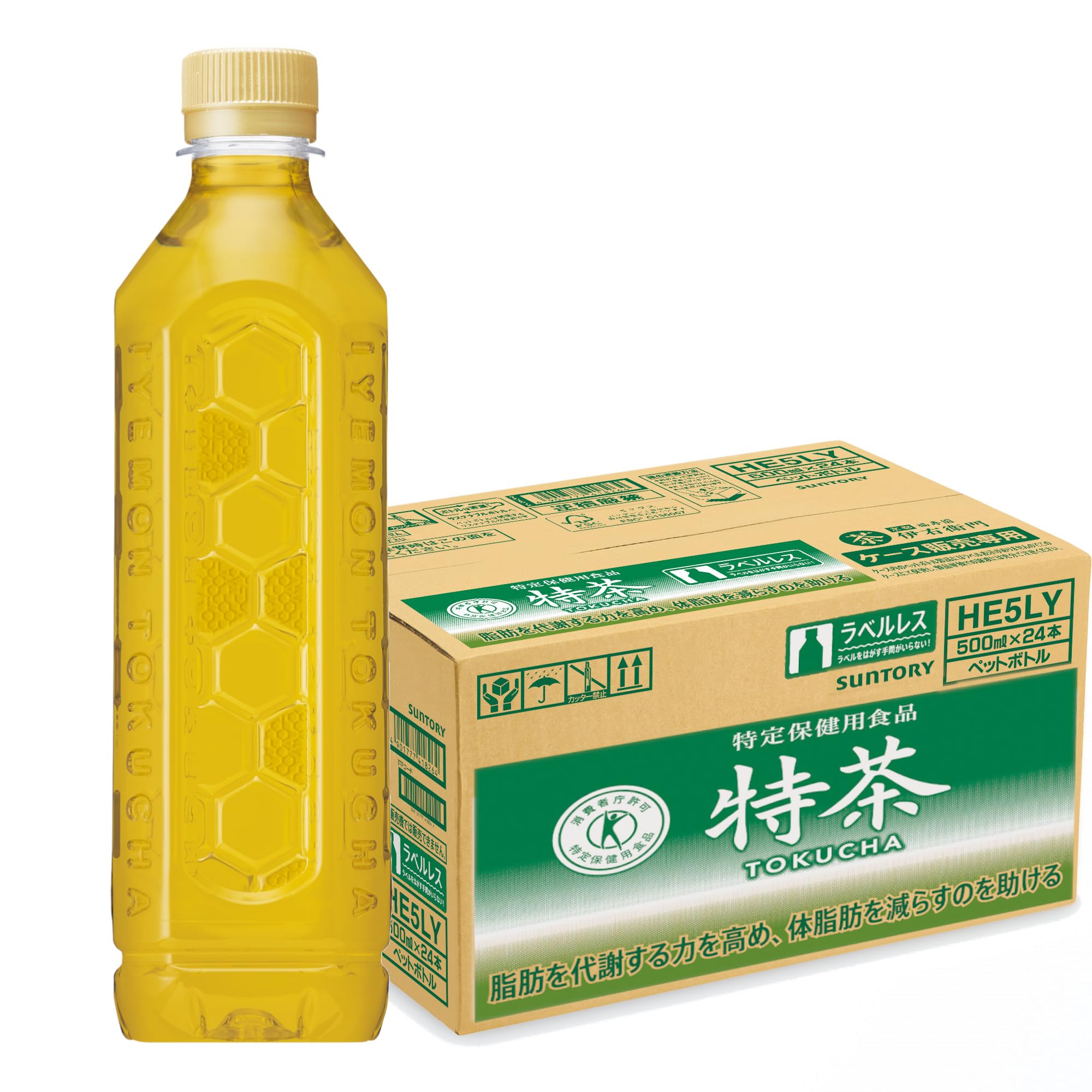 [トクホ] サントリー 特定保健用食品 伊右衛門特茶 ラベルレス 500ml×24本