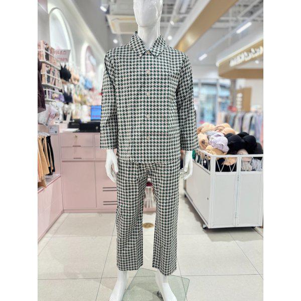 [驪州店]ソルブ純綿ハウンドトゥースチェックシャツ型男性パジャマ寝巻き[SPAE104M]