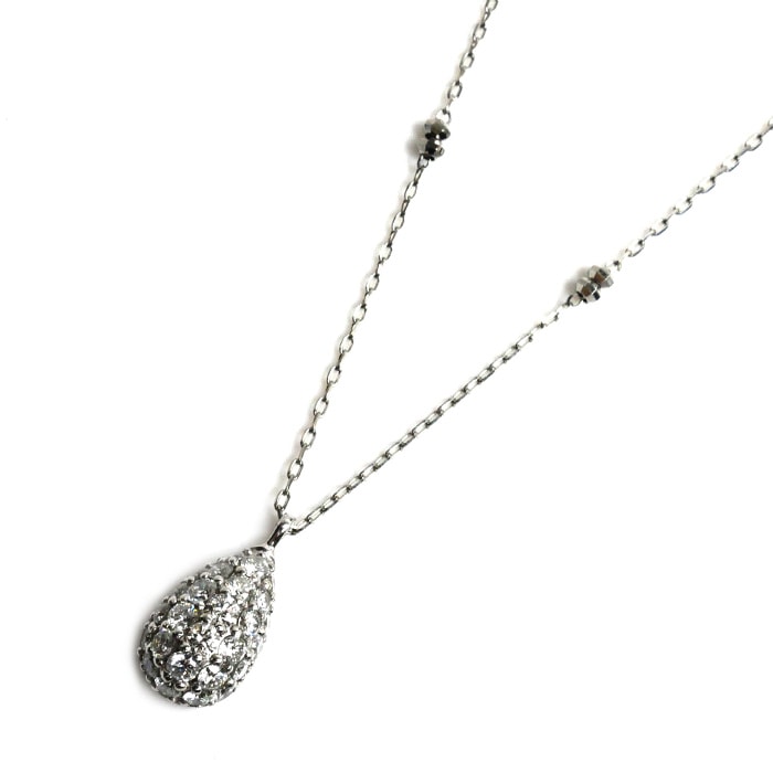 Pt850/Pt900 ディアドロップ ネックレス ダイヤモンド0.53ct 2.6g 50cm レディース 中古