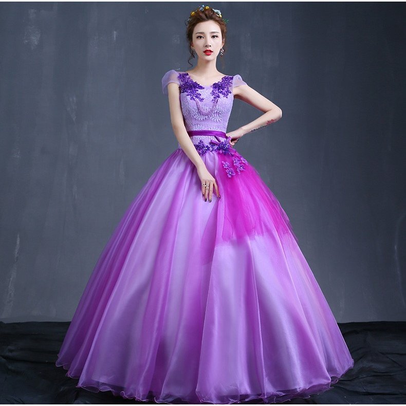 カラードレス ロング パーティードレス 演奏会 安い 結婚式 イブニングドレス 二次会 花嫁 披露宴 エンパイア ウェディングカラードレス aラインパープル