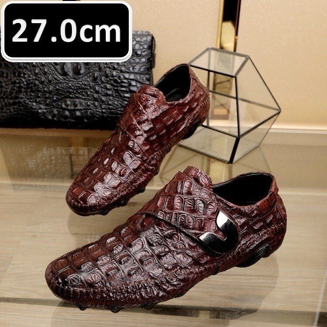 即納可能クロコダイル 紳士 ビジネスシューズ ボルドー 27.0cm ワニ革 靴 メンズ 総本革 ラウンドヘッド レザーシューズ