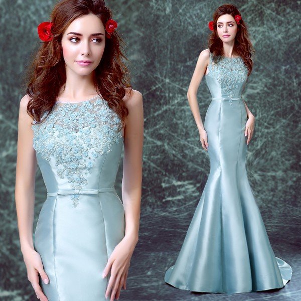 マーメイドドレス ロング カラードレス 安い カクテルドレス 演奏会 結婚式 イブニングドレス 二次会 フォーマルドレス 発表会 ウエディングドレス 水色