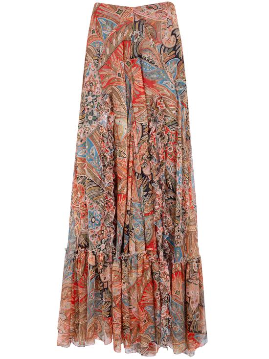 ETRO Women Long Skirts WRFA0204 99SA1R9 X0860 RED PRINT