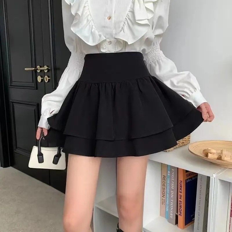 【1つ買うと10つ無料】春秋夏の女性のためのふくらんでいるスカートののハイウエストスリムケーキスリムケーキアンチエッジュール ラインショートスカート