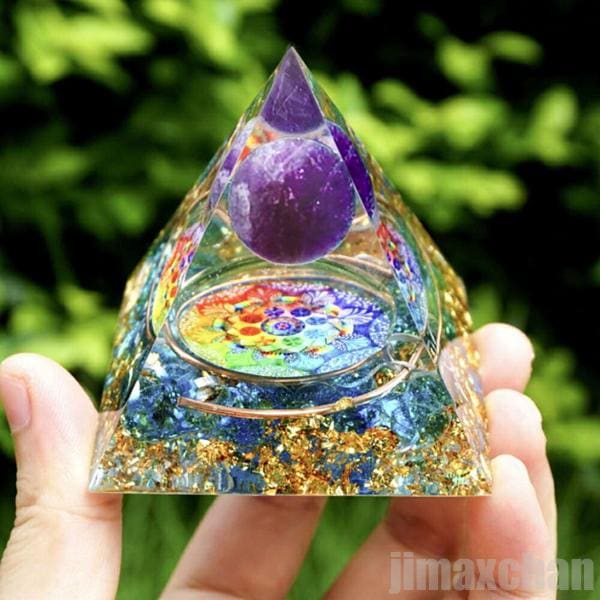 超目玉新品 置物 オルゴナイト カラフル 球体 惑星 金箔 ストーン チャクラ 幸運 パワー 石 コイル 有機物 無機物 ピラミッド 三角 三角形 樹脂 パワ&minus ストーン 癒し