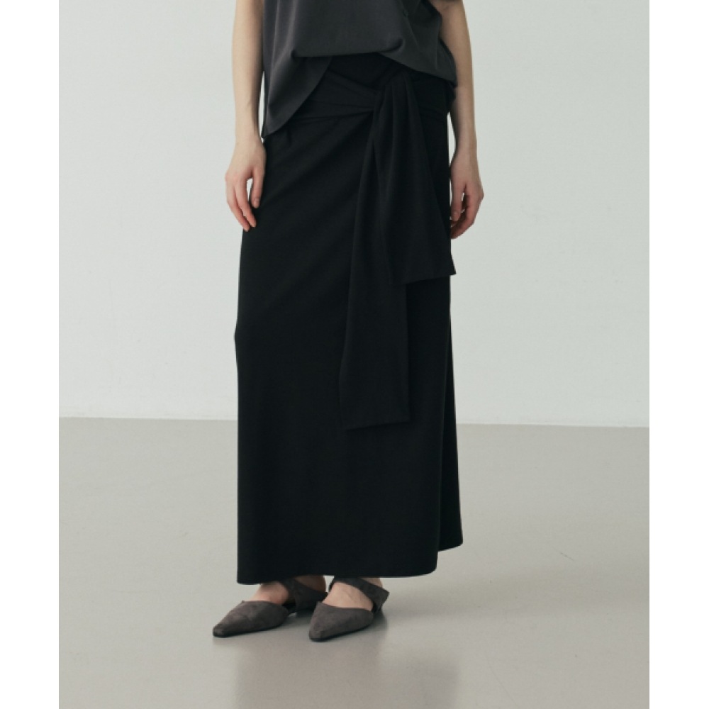 LYNTE バインドロングスカートブラック