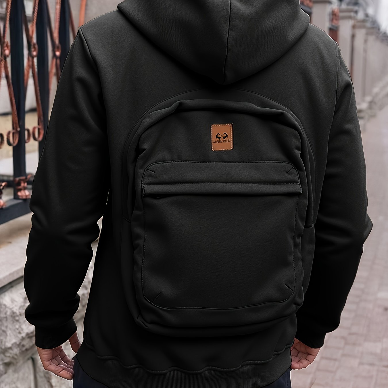 メンズ 3D バックパックフーディー - 内蔵ブック付きコンバーチブルスウェットジャケットデザインジッパーポケット＆フード付きストリートウェアスタイル旅行・日常使いに最適 - ハンズフリーバック