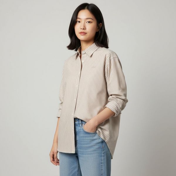 WOMAN Semi-Oversized Shirt Beige