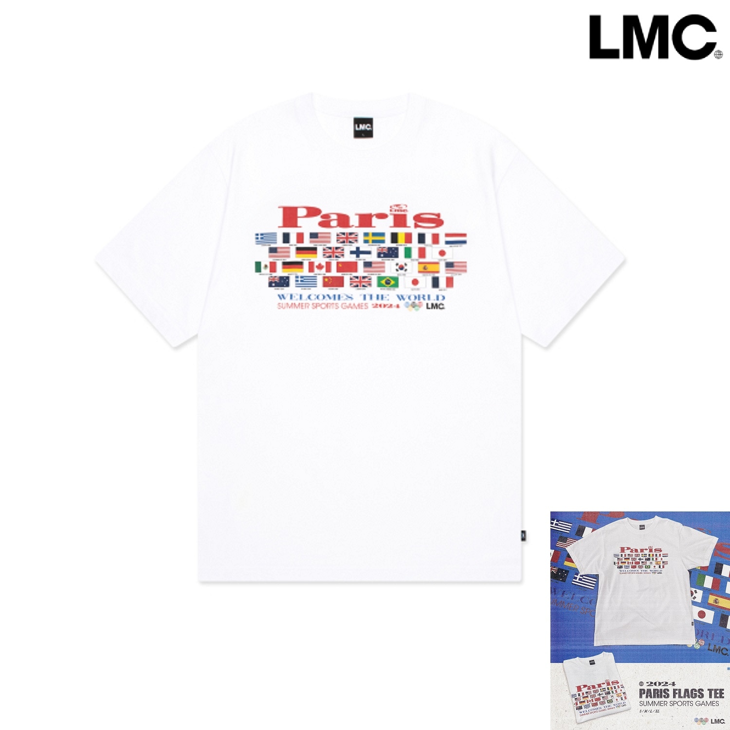 PARIS FLAGS TEE _white デイリー 韓国ファッション Tシャツ