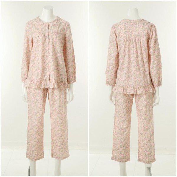 （通常）綿モダールソフトボタニカル捺染ギフト用季節の変わり目女性パジャマセット_S VPAA201W_S