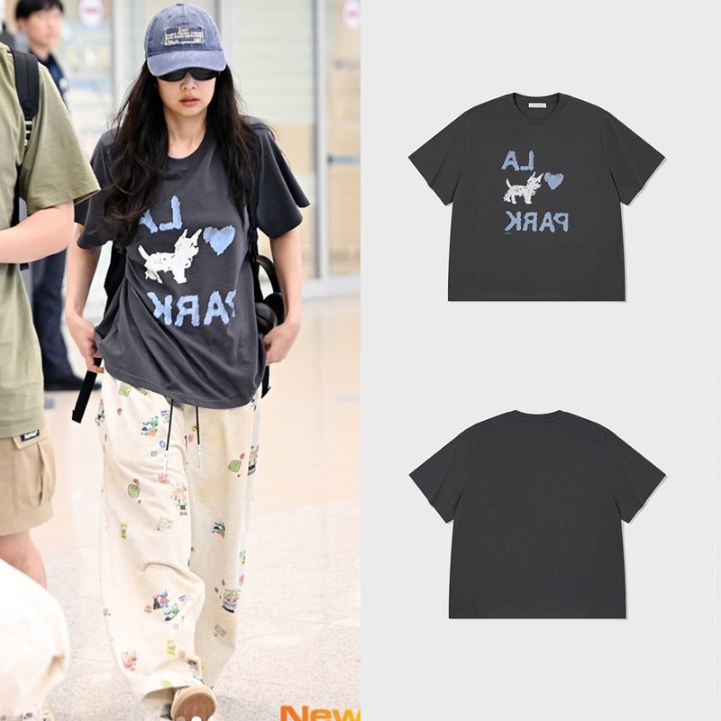 予約[BLACK PINK ジェニー着用] LOVE PARK T-SHIRT_CHARCOAL
