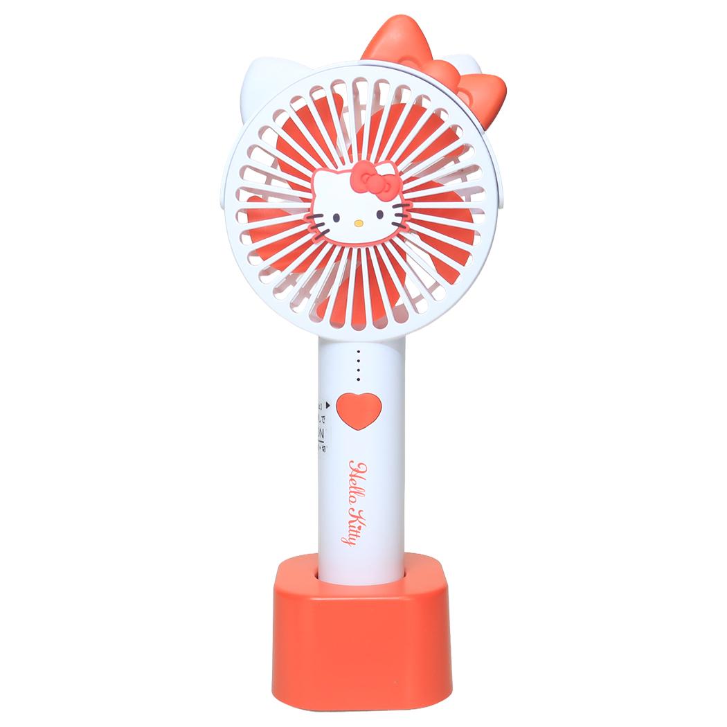 Qoo10] サンリオ ハローキティ 携帯用扇風機 耳付きスタン : 季節家電
