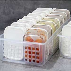 冷蔵庫食品保存容器(アイボリー)14P+トレイ中型1P安全な食品保種容器韓国四角密閉容器