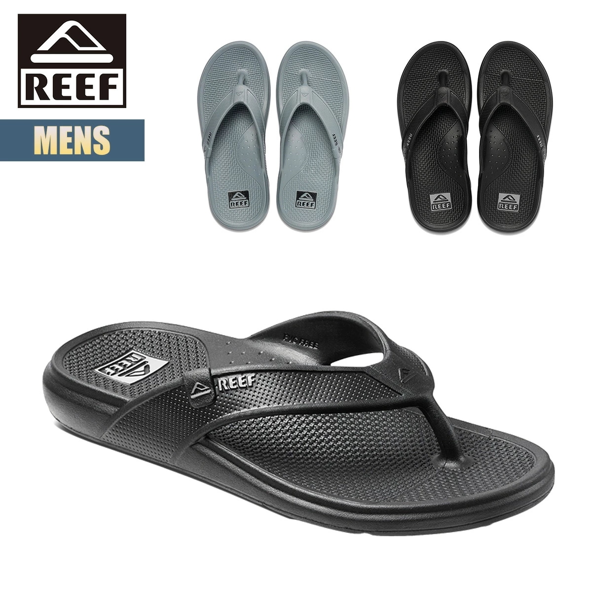 リーフ ビーチサンダル メンズ ビーサン オアシス ビーチ サーフ 海 川遊び 夏 レジャー アウトドア 防水 滑りにくい リゾートスタイル カジュアル サスティナブル ブラック グレー 2025