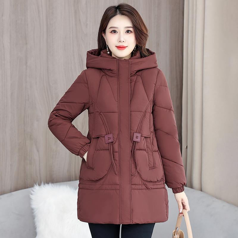 秋服 レディース ファッション オシャレ カワイイ シンプル 大人カワイイ 大きいサイズ 綿 コート ミドル丈 ジャケット 冬 フード付き