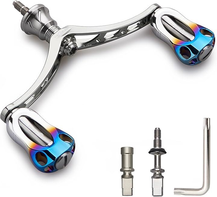 98mm リール ハンドル 22mm ノブ 搭載 シマノ ダイワ 通用 スピニングリール用 Aurora Series ガンメタル - 焼き色 852( ガンメタル - 焼き色)