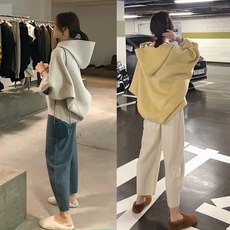 ゆったり風 上下セット ジップパーカー＋ワイドパンツ レディース セットアップ