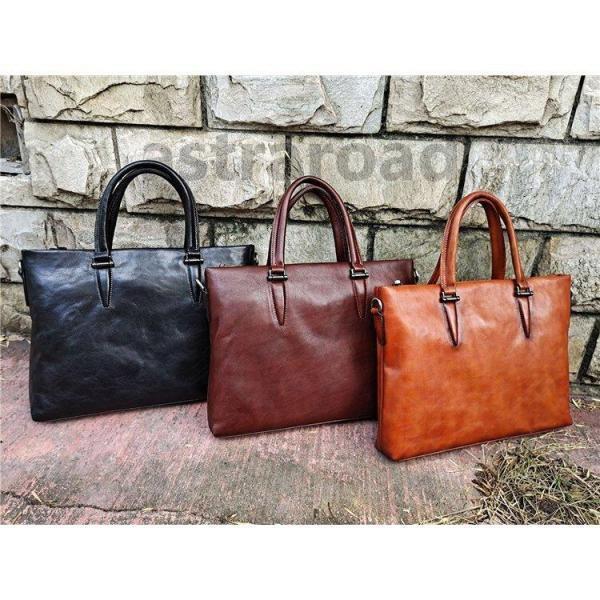 職人手作り ヌメ革 本物保証 ハンドバッグ フケース メンズ 大容量 牛革 通勤 ショルダーバッグ 14インチPC収納