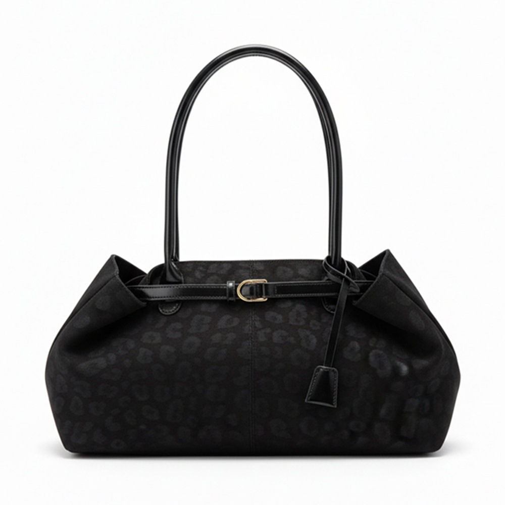 레오파드 나일론 탑핸들 바게트백 벨트 숄더백