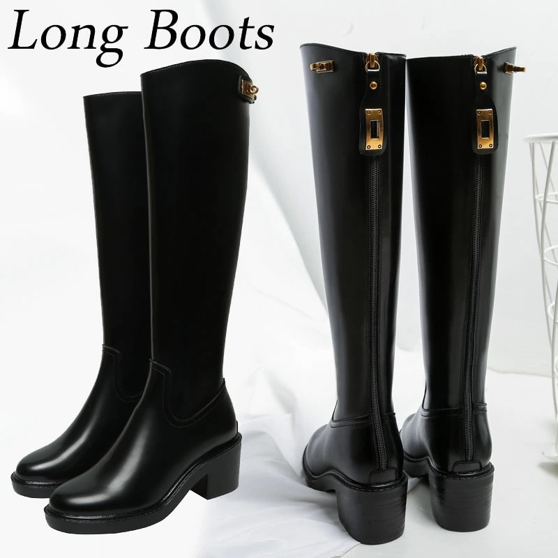 厚底ブーツ ロングブーツ レディース 編み上げブーツ ジョッキーブーツ 乗馬ブーツ 革ブーツ チャンキーヒール 太ヒール 黒 ブラック レースアップ サイドジッパー ダンスシューズ コスプレ靴 コスプ