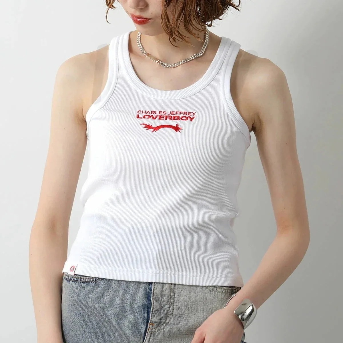 CHARLES JEFFREY LOVERBOY チャールズジェフリーラバーボーイ タンクトップ 54080403 レディース リブ コットン ノースリーブ ロ