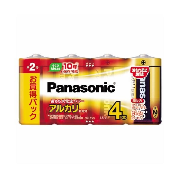 （まとめ）アルカリ乾電池 単2形LR14XJ/4SW 1パック（4本）[x10セット]