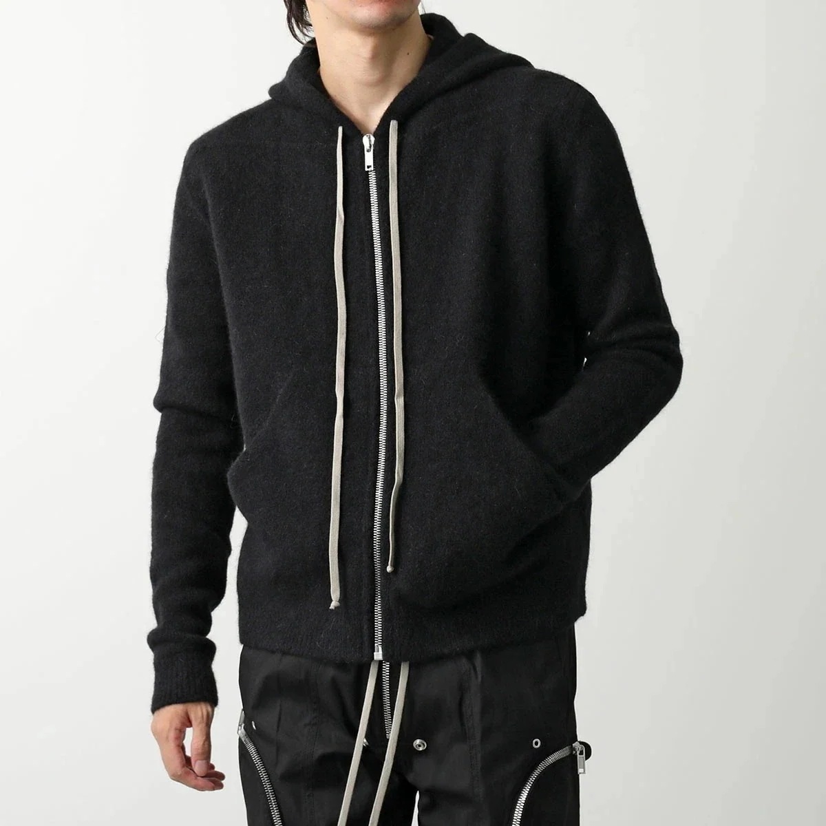 Rick Owens リックオウエンス パーカー ZIPPED HOODIE LONG RU02D6614 KWP メンズ ジップアップ フーディ ニット セー