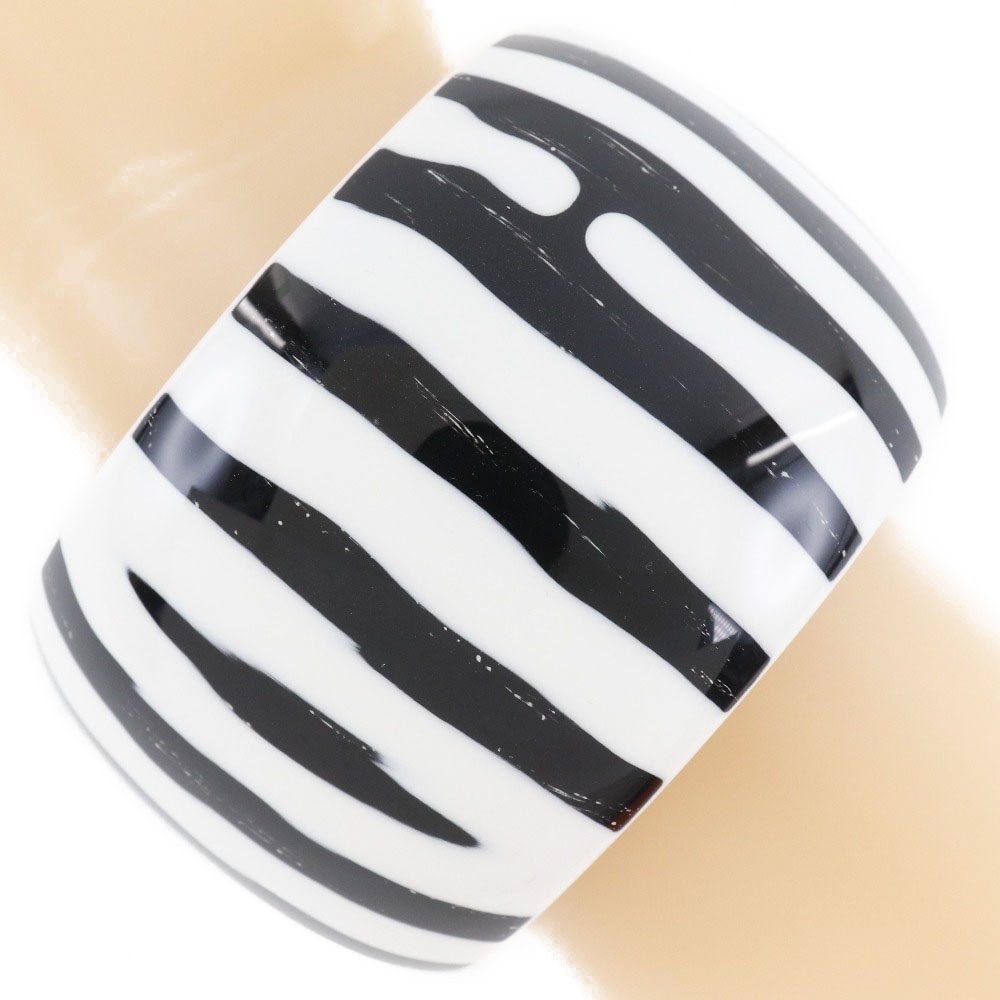 バングル ラッカーウッド 黒 白 約45g レディース 中古品 Aランク