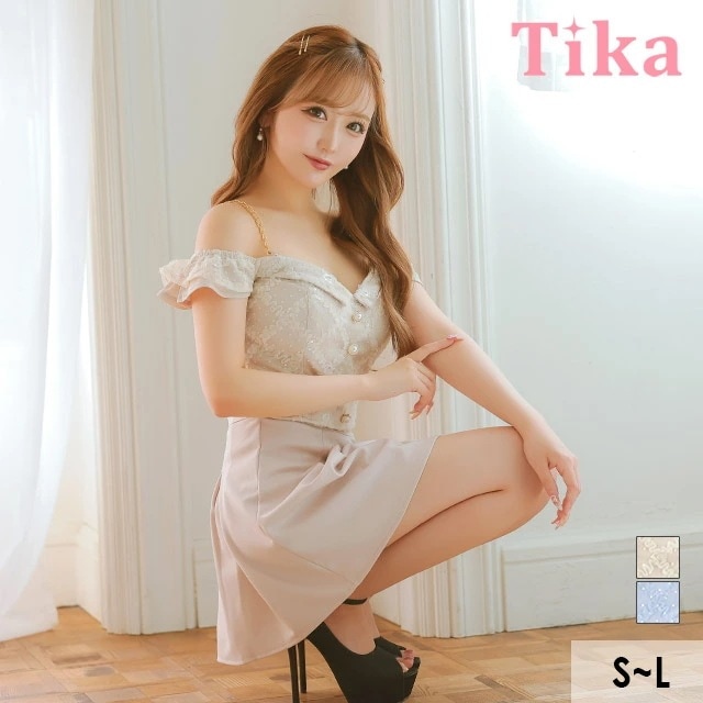 【即日発送】キャバ ドレス 肩あき フレア ミニ キャミソール セットアップ S～Lサイズ 大きいサイズ セクシー キャバドレス キャバ嬢 キャバクラ ラウンジ クラブ ミニドレス ノースリーブ チュ