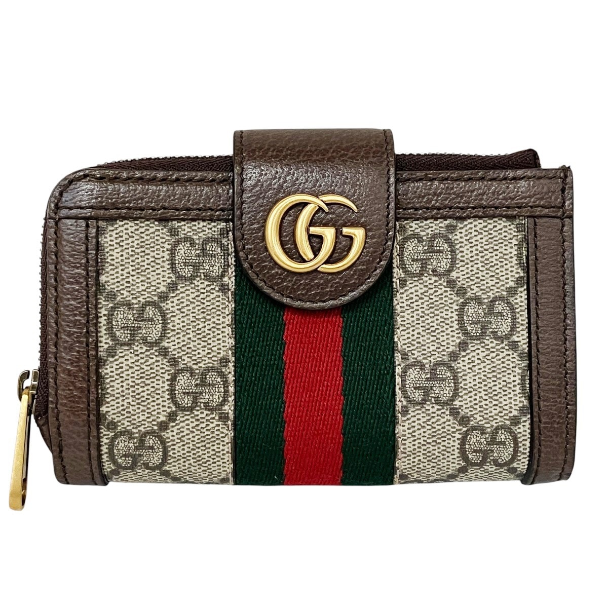 グッチ オフィディア 二つ折り財布 キャンバス レザー 699353 レディース 中古