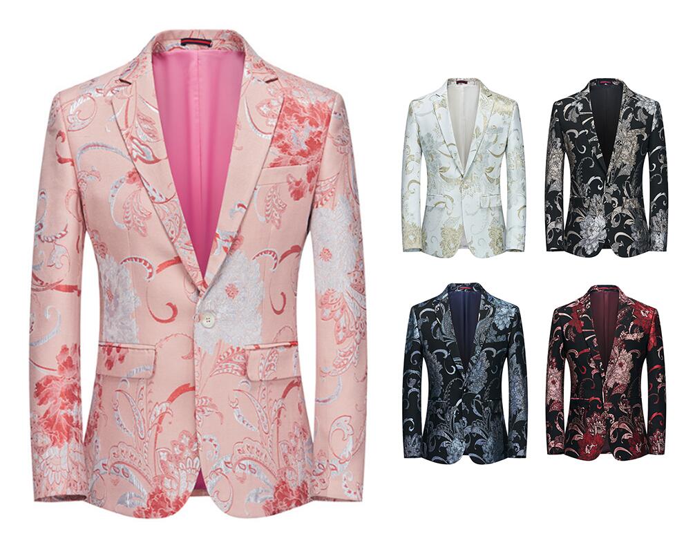 メンズスーツコート ジャカード 花柄 テーラードジャケット 総柄 ジャケット 男性 ブライダル 礼服 パーティー衣装 舞台 演出服 シンガー カラオケ 魔術師 演出服 カラフルスーツ 大きいサイズ