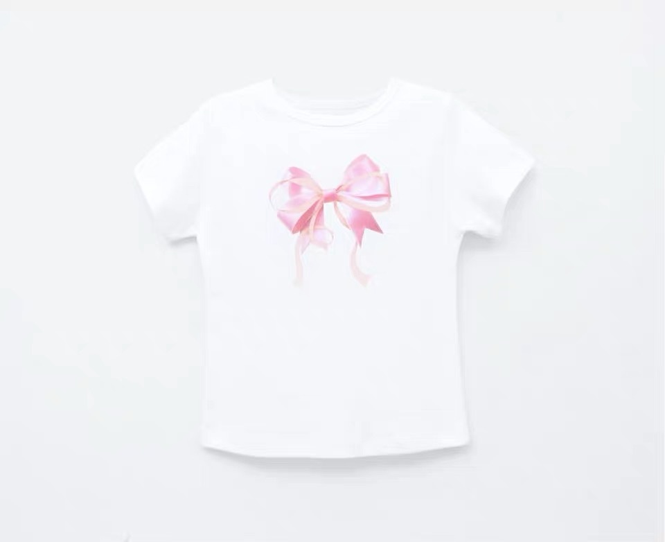 新品 RONRON DOUBLE RIBBON SLIM CROP T-SHIRT