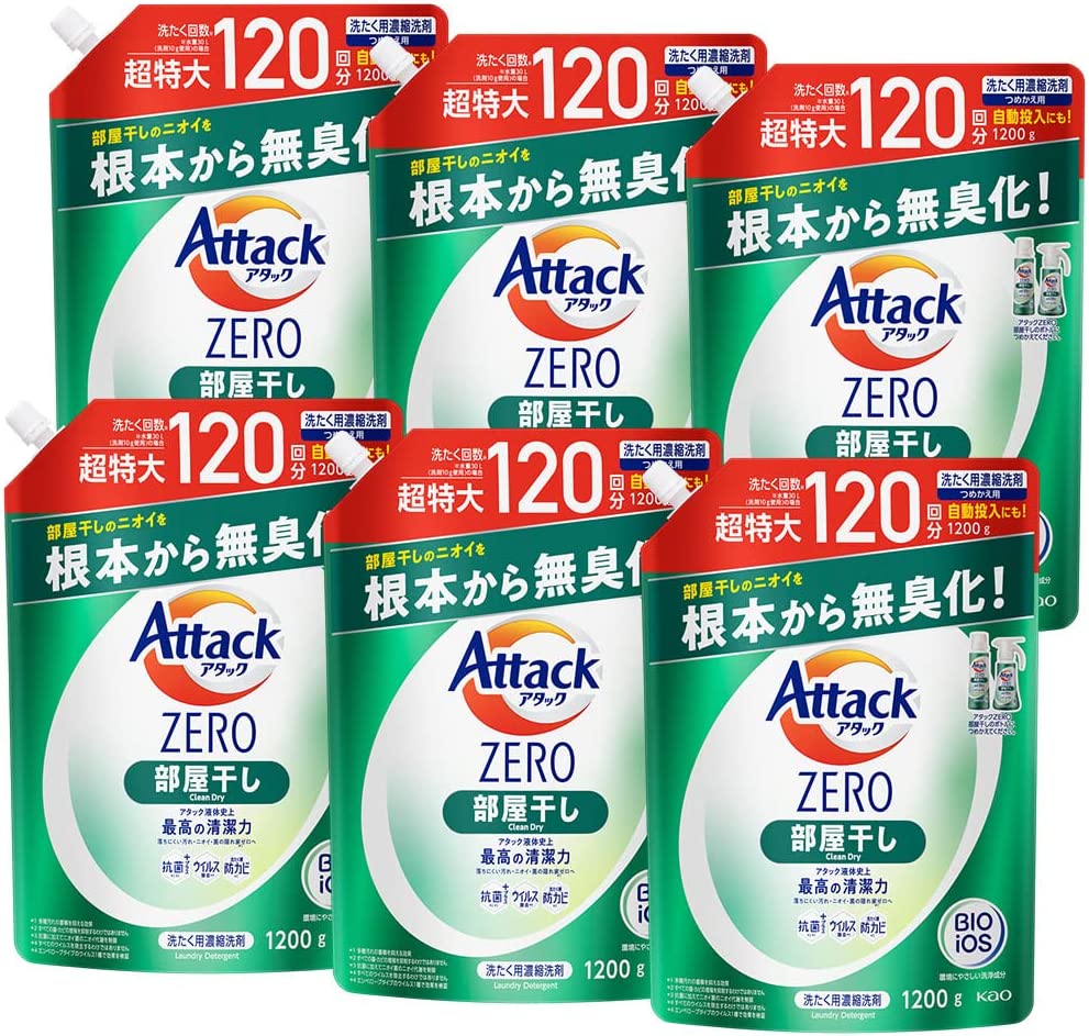 上品な アタックＺＥＲＯ 【ケース販売】 洗濯洗剤 詰め替え1200ｇ6個 部屋干し 部屋干しのニオイを根本から無臭化 液体 柔軟剤 -  flaviogimenis.com.br