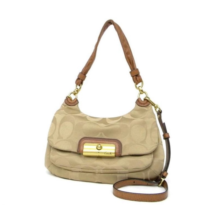 ｺｰﾁ COACH ﾊﾝﾄﾞﾊﾞｯｸﾞ 2WAY ｶｰｷ ﾌﾞﾗｳﾝ 16930 ｻﾃｨｰﾝ ﾋｯﾋﾟｰ ｷｬﾝﾊﾟｽ ﾚｻﾞｰ 【中古】 (27054)