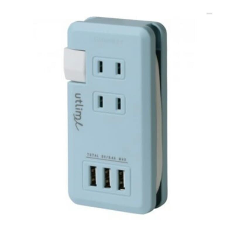 （まとめ買い）ソニック ユートリムエル ポータブルコンセント USBポート付 ライトブルー UL-5010-LB [x3] 5,360円
