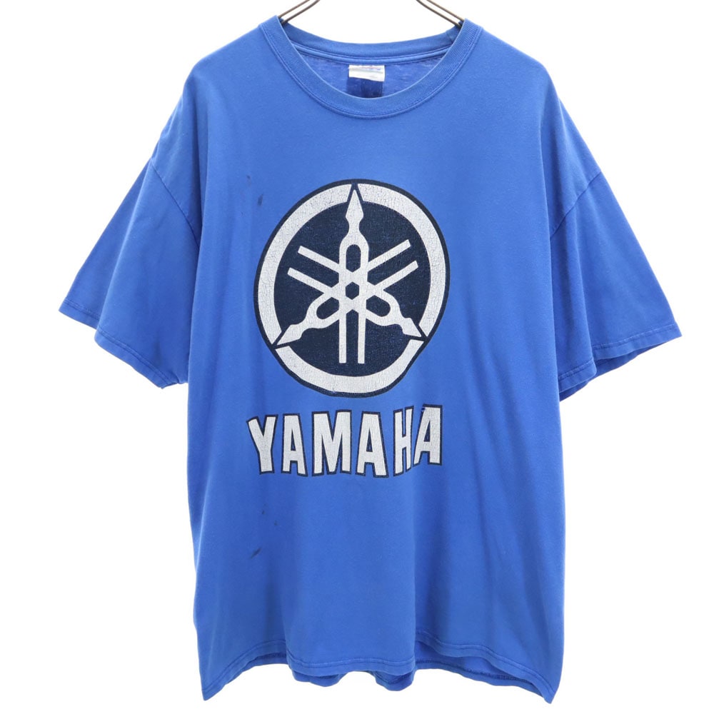90s 音叉ロゴプリント 半袖 YAMAHA Tシャツ XL ブルー系 ヤマハ オールド ヴィンテージ メンズ