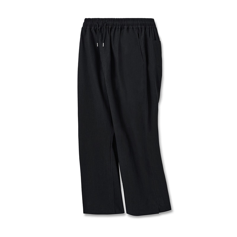 SLIT LINEN WIDE PANTS [BLACK]