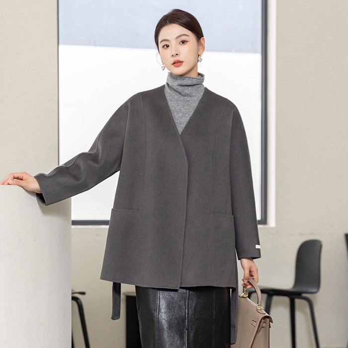 ウールコート レディース コート ショート カシミヤ アウター ショートコート 冬服 ウール 韓国ファッション ミセス 春 秋 冬 防寒 保温 厚手 暖かい 大きいサイズ きれいめ オリジナル 細身