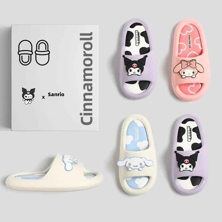 【2個買うと1個無料】キティちゃん シナモロール クロミちゃんマイメロディキャラクターサンダル レディース リカバリーサンダル 軽い やわらかい マカロン スリッパ厚底サンダル ルームシューズ95