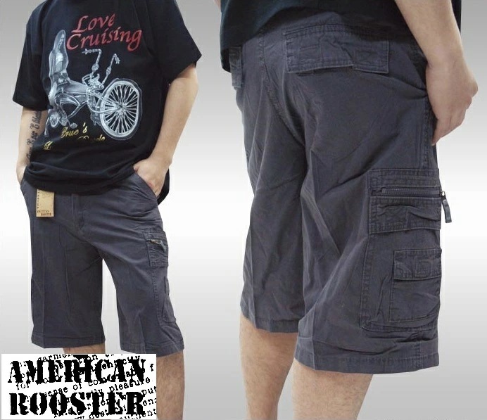 セール American Rooster メンズ ミリタリー カーゴ ハーフパンツ ベルト付き 半ズボン パンツ ハーパン チャコール アメカジ ブランド サーフ インポート ファッション ストリ