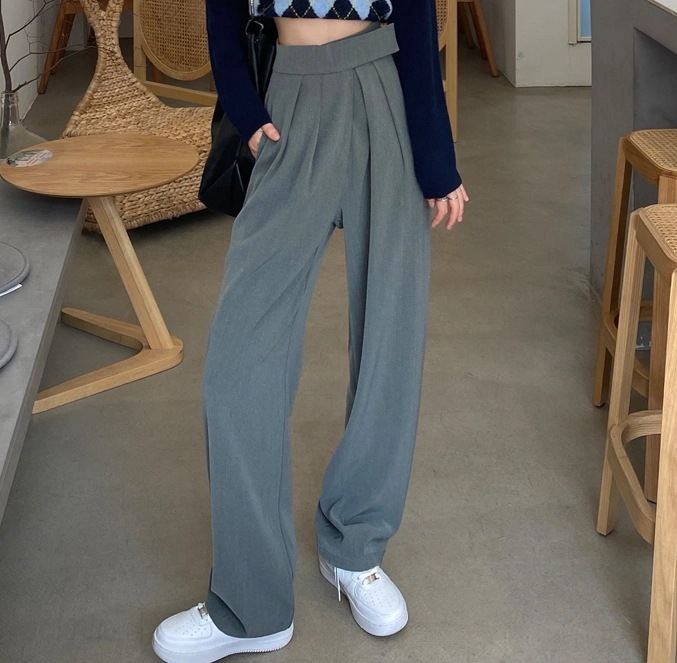 ワイドパンツ レディース ボトムス パンツ ストレートパンツ ロング丈 タック入り リラックス ゆったり 選べる丈長さ マジックテープ ウエスト調整 無地 シンプル カジュアル かっこいい 通学
