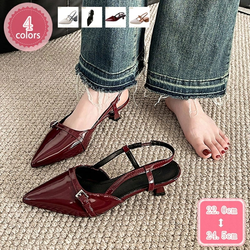 777円OFFクーポン パンプス サンダル レディース バックストラップ ローヒール 走れる 疲れない 歩きやすい スクエアトゥ 太ヒール ヒール3cm パンプス 痛くない 黒 ベージュ セパレート 7,727円