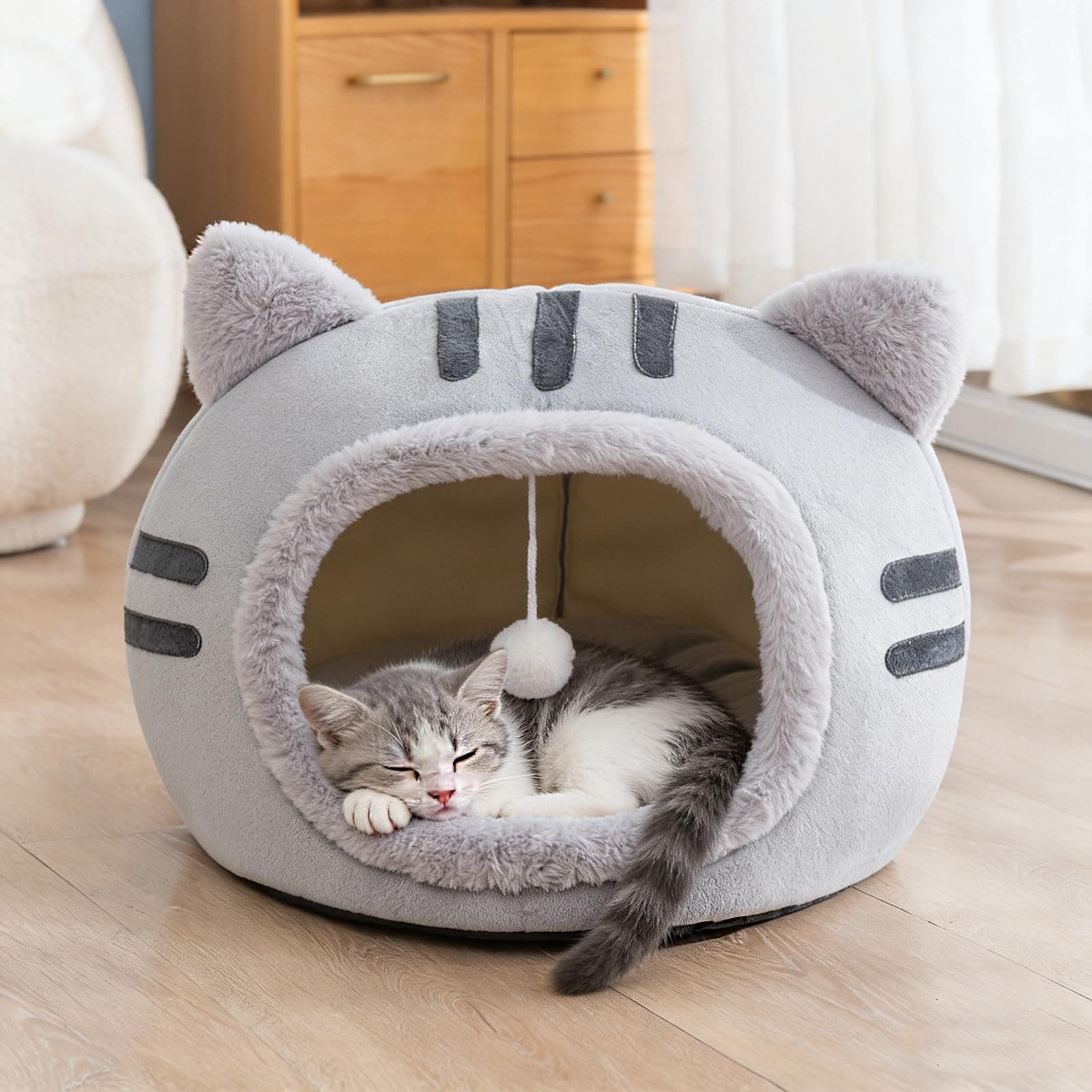 猫ハウス 猫 犬 ベッド キャットハウス ペットベッド 冬 寒さ対策 洗える 猫用こたつ 猫小屋 猫の家 犬小屋 あったかグッズ 室内用 ペット ペット用品 猫あったかグッズ (グレー L-50*5