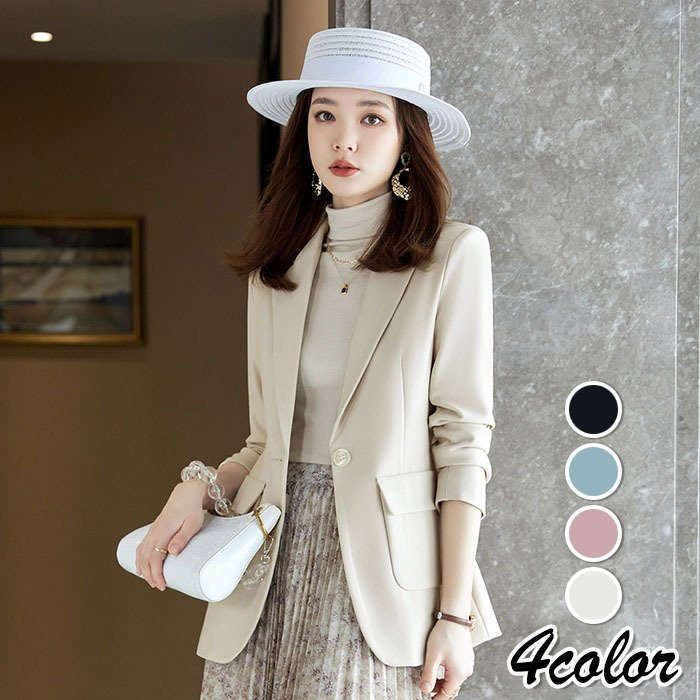 ブレザー スーツ レディース 春秋 長袖テーラードジャケット シンプル オシャレスーツ 黒 ブレザー オフィス 30代アウター カジュアル 韓国風 6,382円