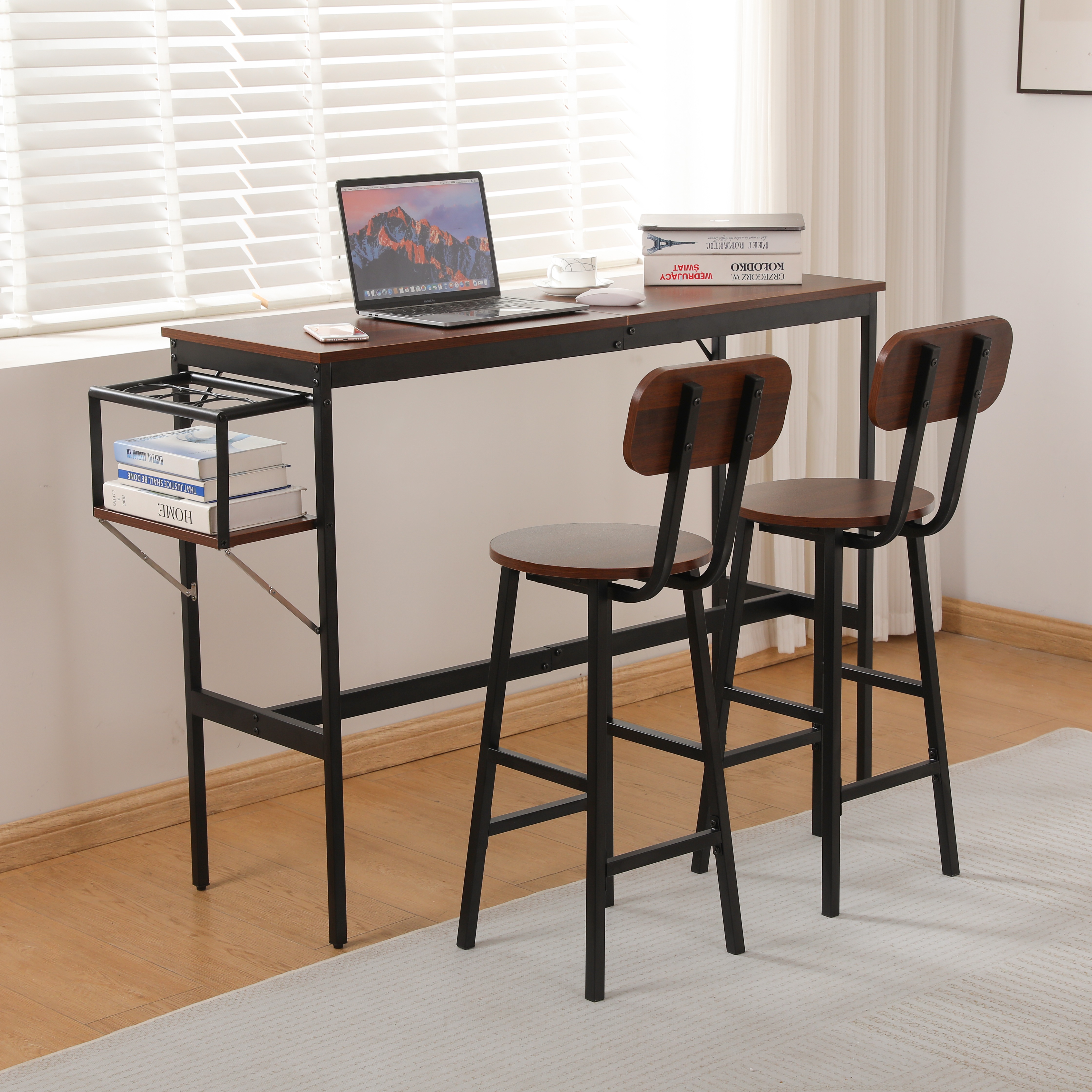 国内発送 カウンターテーブル スツール 3点セット ハイテーブル 木製 カウンター 木製 モダン 北欧 シンプル ダイニングテーブルセット 省スペース おしゃれ