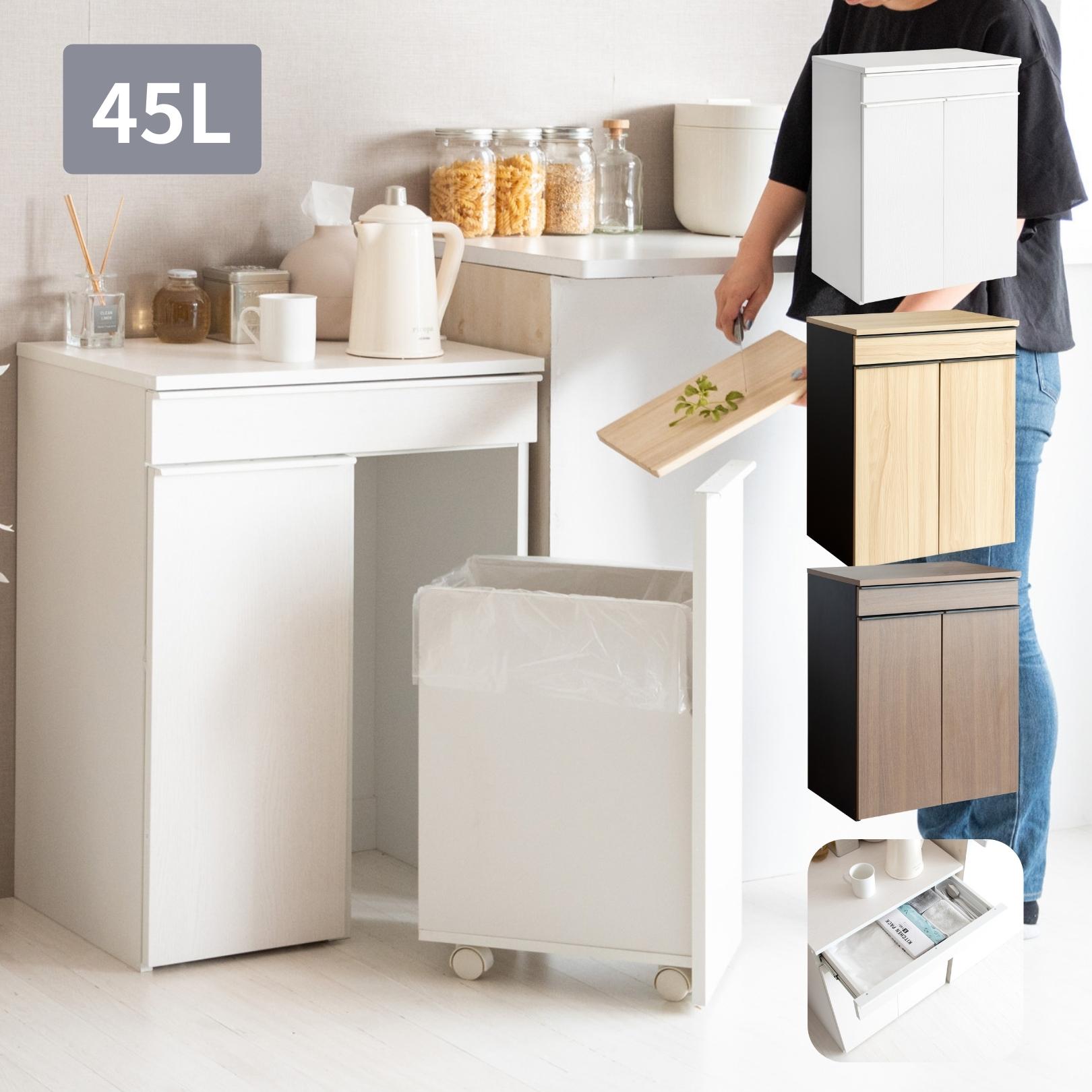 隠せる ゴミ箱 45リットル 2分別 引出し式 幅60 奥行き42 高さ80cm キャスター付き おしゃれ 45L キッチン リビング 引き出し ごみ箱 キャスター 引出 ドロワー ダストボックス 16,570円