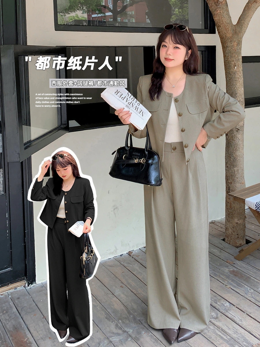 【ぽちゃまに】 2024秋新品 スーツセット XL-5XL 大きいサイズ 上下セット 体型カバー レディース 通勤OL セットアップ メガ割30%までに制限